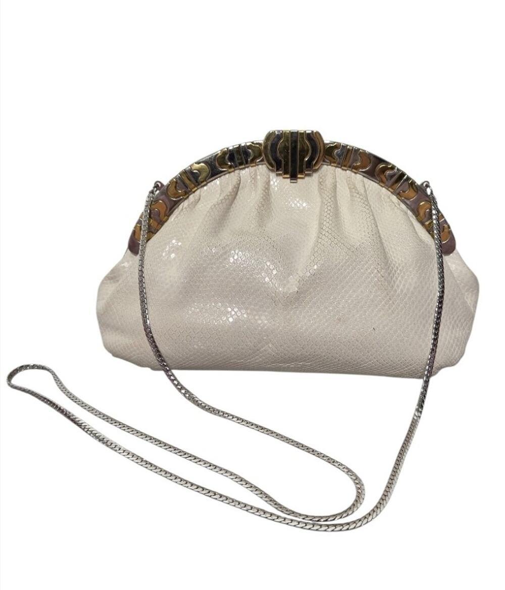 VTG La Model by Finesse Snakeskin Leather Shoulder Bag Frame Clutch Chain Purse